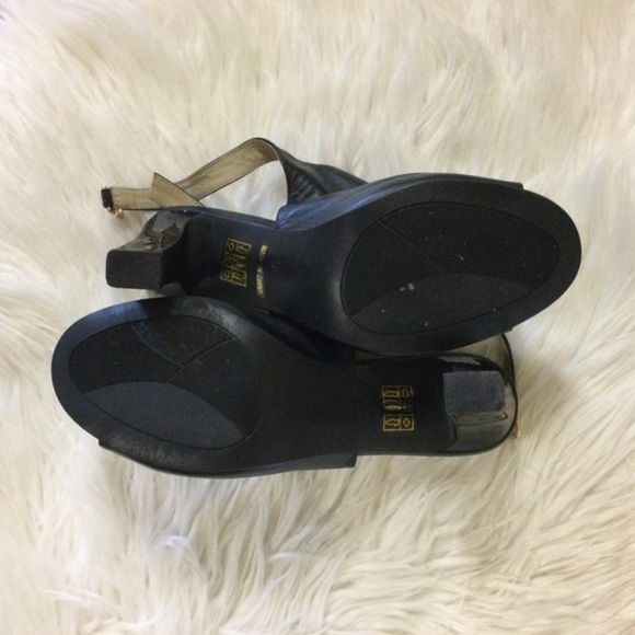 Kiss Kiss Italy Black Leather with‎ Rhinestones Peep Toe Sandals Size 7.5 NWOT - Picture 8 of 13